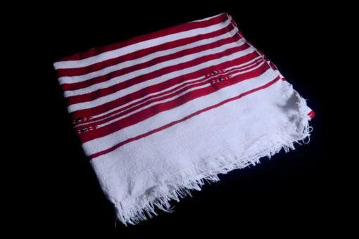 Couverture marocaine à rayures Jbela Mendil textile tissé à la main - Image 5